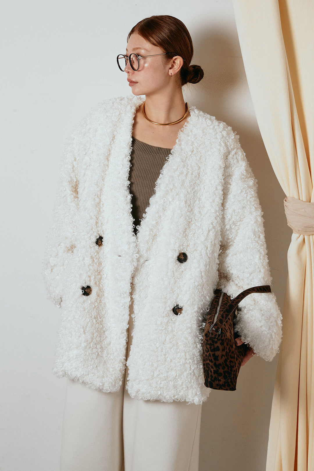 [SET]シープライクファージャケット+裏起毛スウェットワイドパンツ(2set)