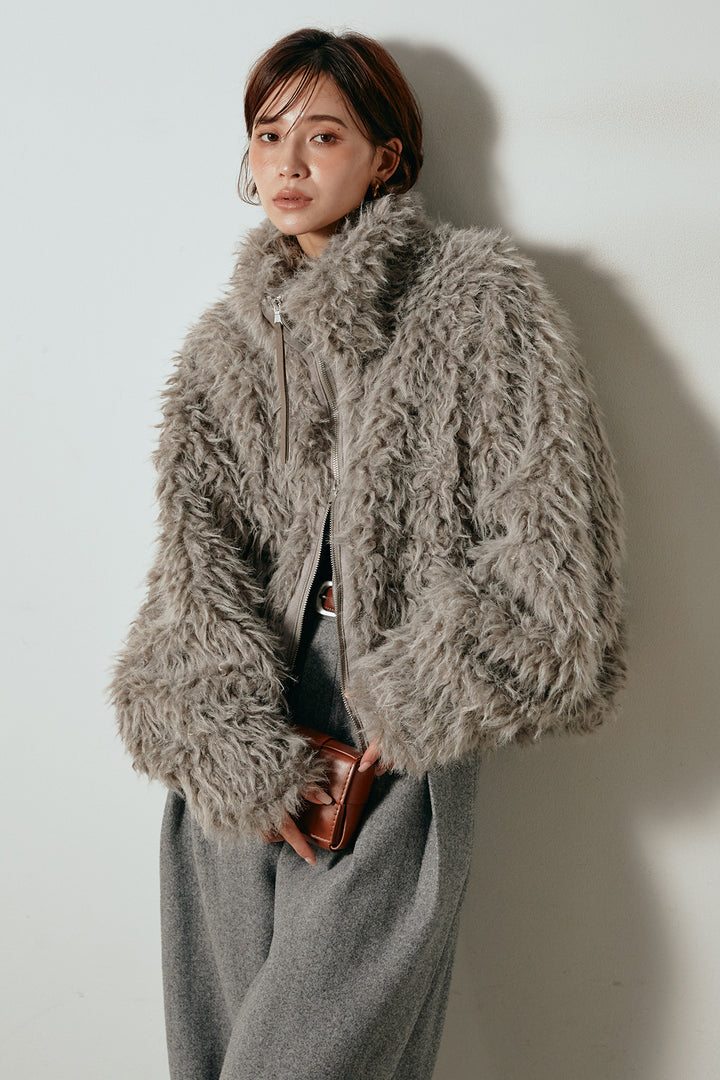 【着回しセット】[SET]ミックスシープファースタンドブルゾン+花柄刺繍ベロアフレアスカート+フェイクウールタックトラウザーズパンツ(3set)