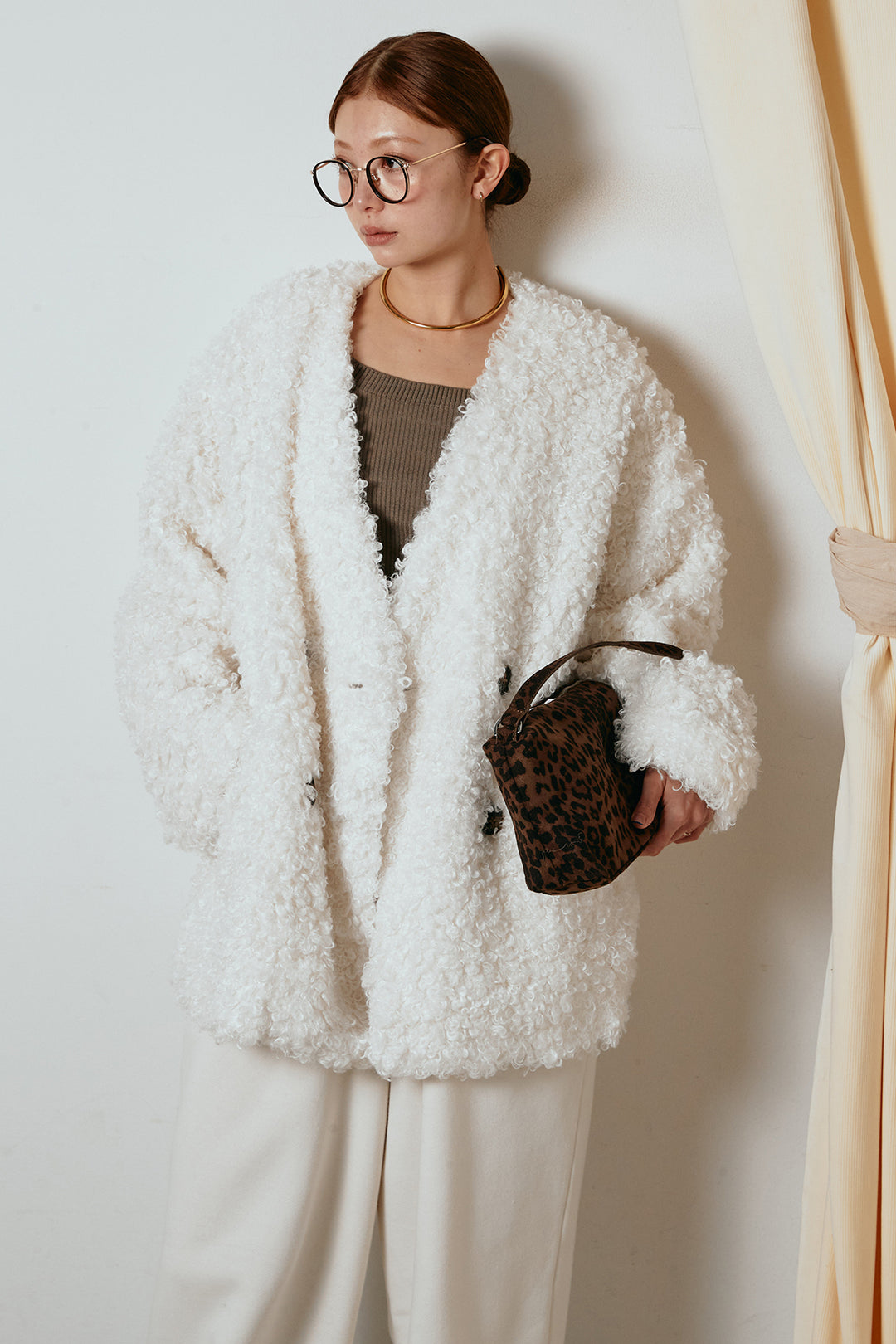 [SET]シープライクファージャケット+裏起毛スウェットワイドパンツ(2set)