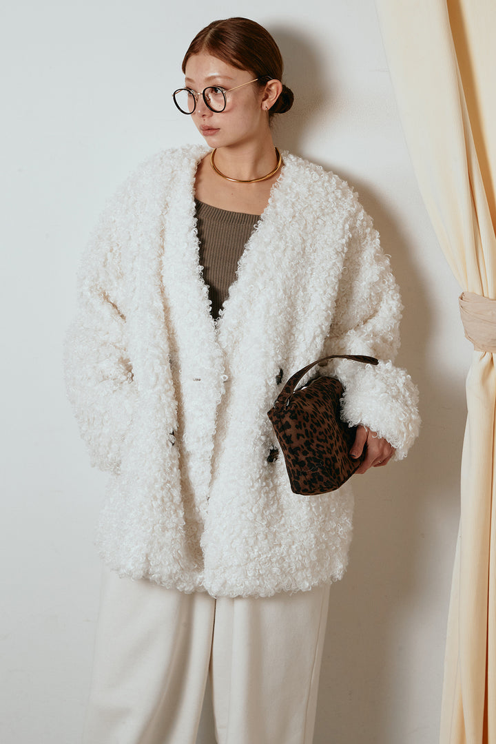 [SET]シープライクファージャケット+裏起毛スウェットワイドパンツ(2set)