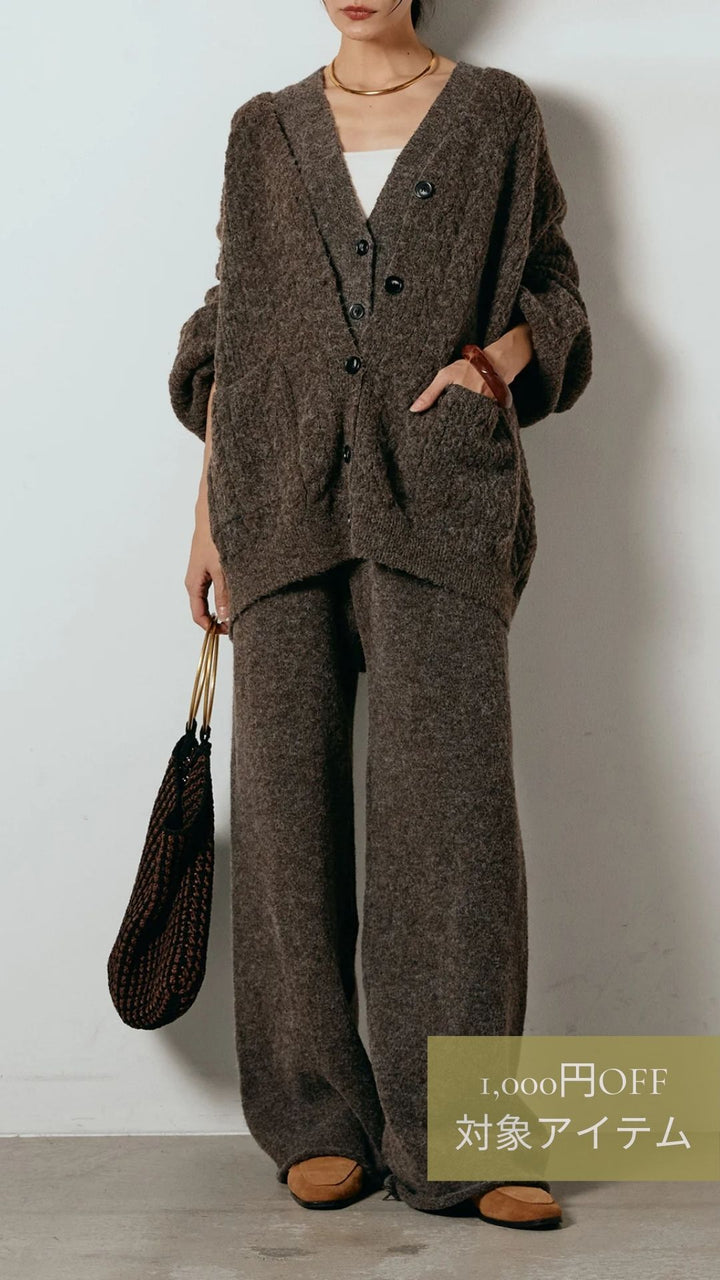 [SET]3ピースフロントボタンニットSETUP/コーヒー