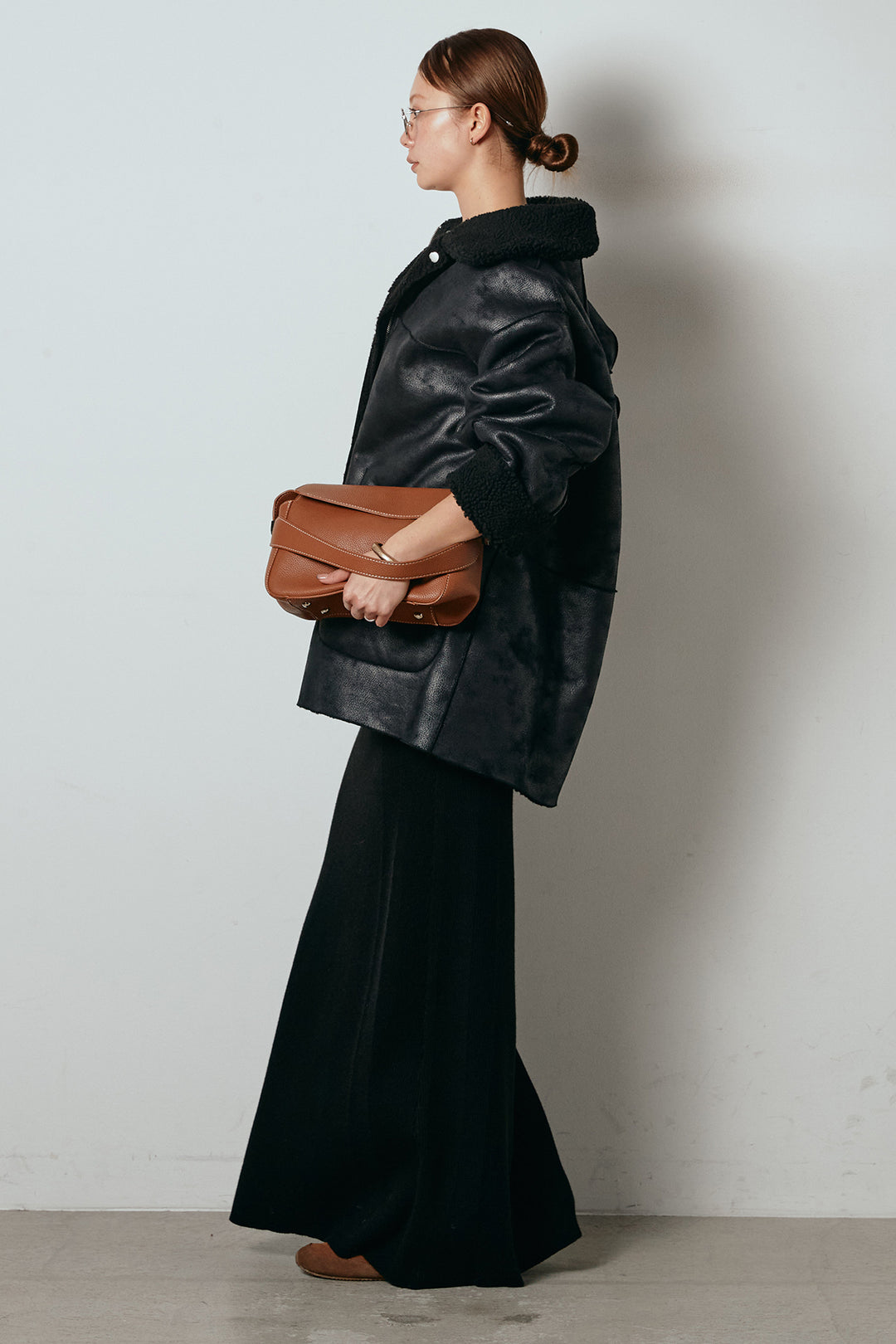 [SET]リバーシブルエコムートンコート+リブナローニットスカート(2set)