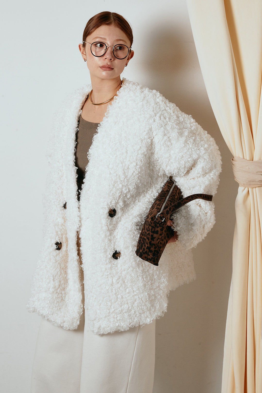 [SET]シープライクファージャケット+裏起毛スウェットワイドパンツ(2set)