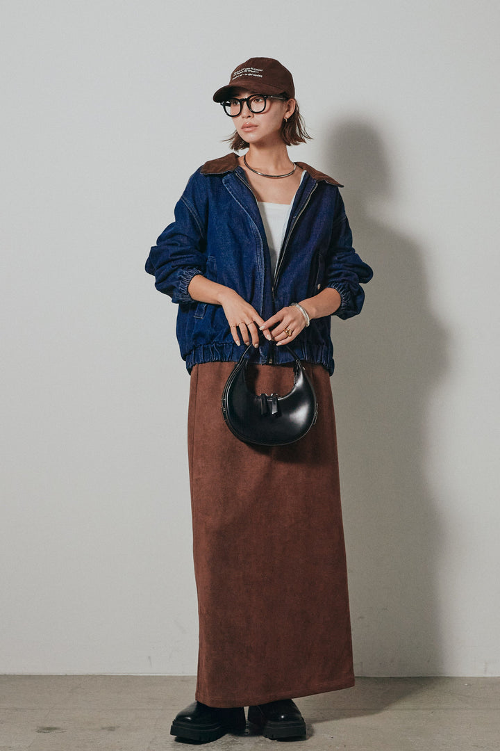 【即納】コーデュロイ襟デニムブルゾン