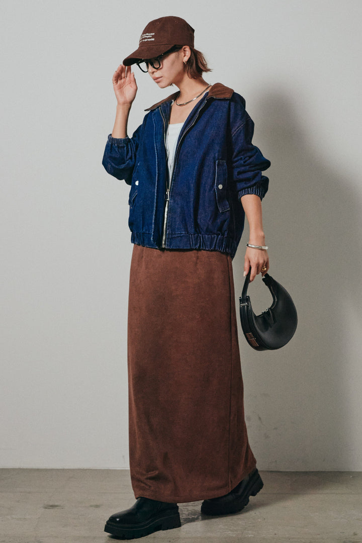 【即納】コーデュロイ襟デニムブルゾン