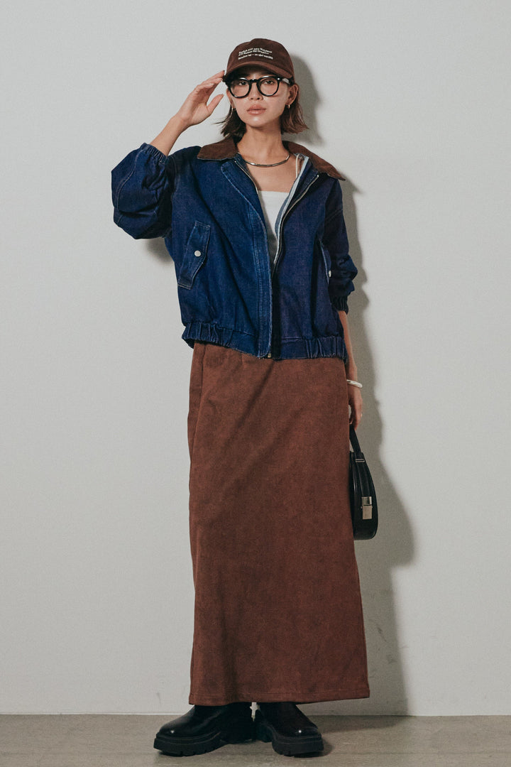 【即納】コーデュロイ襟デニムブルゾン