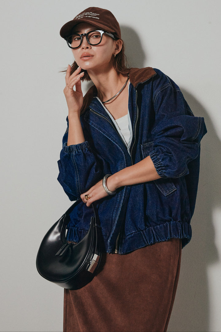 【即納】コーデュロイ襟デニムブルゾン