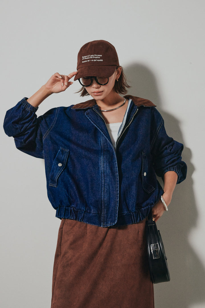 【即納】コーデュロイ襟デニムブルゾン