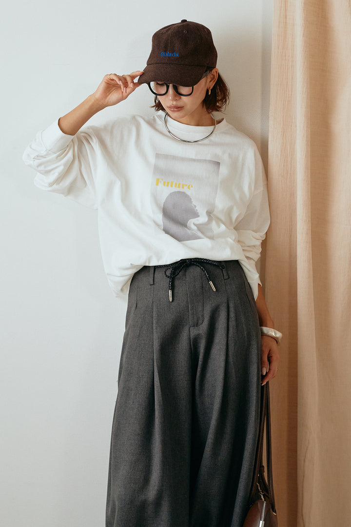 天竺ウーマンプリントロングTシャツ/ホワイト3