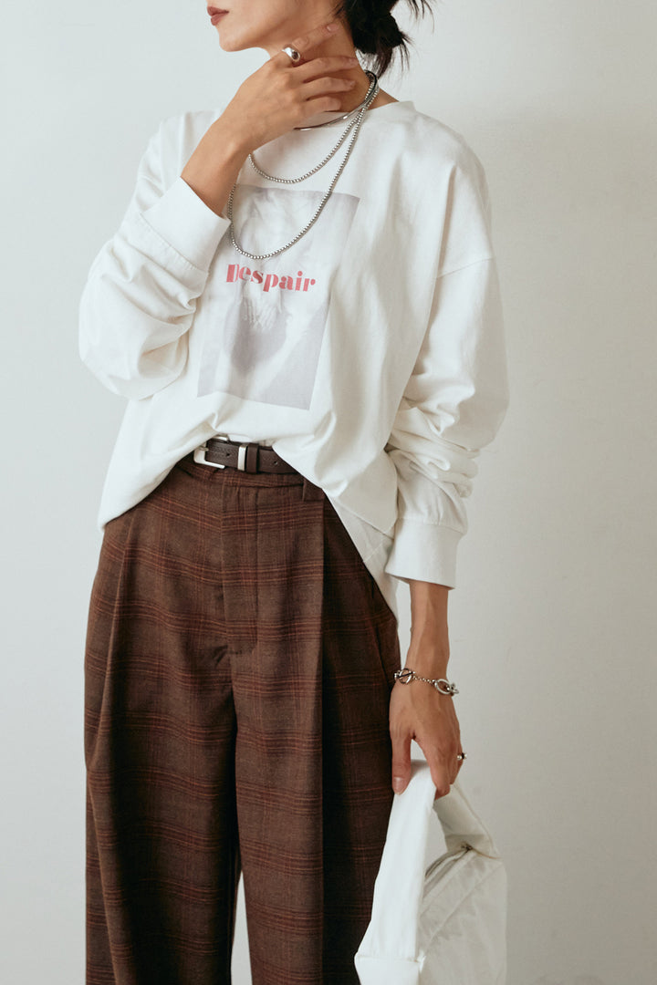 天竺ウーマンプリントロングTシャツ/ホワイト2