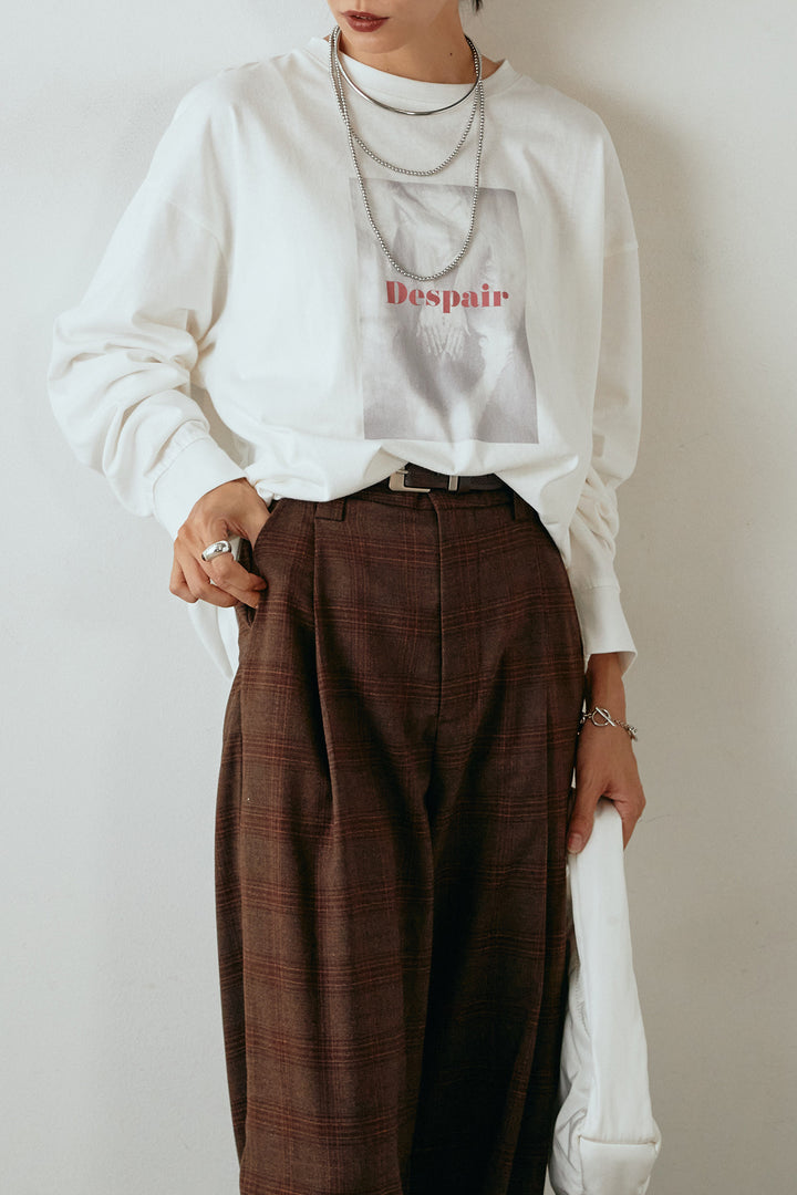 天竺ウーマンプリントロングTシャツ/ホワイト2