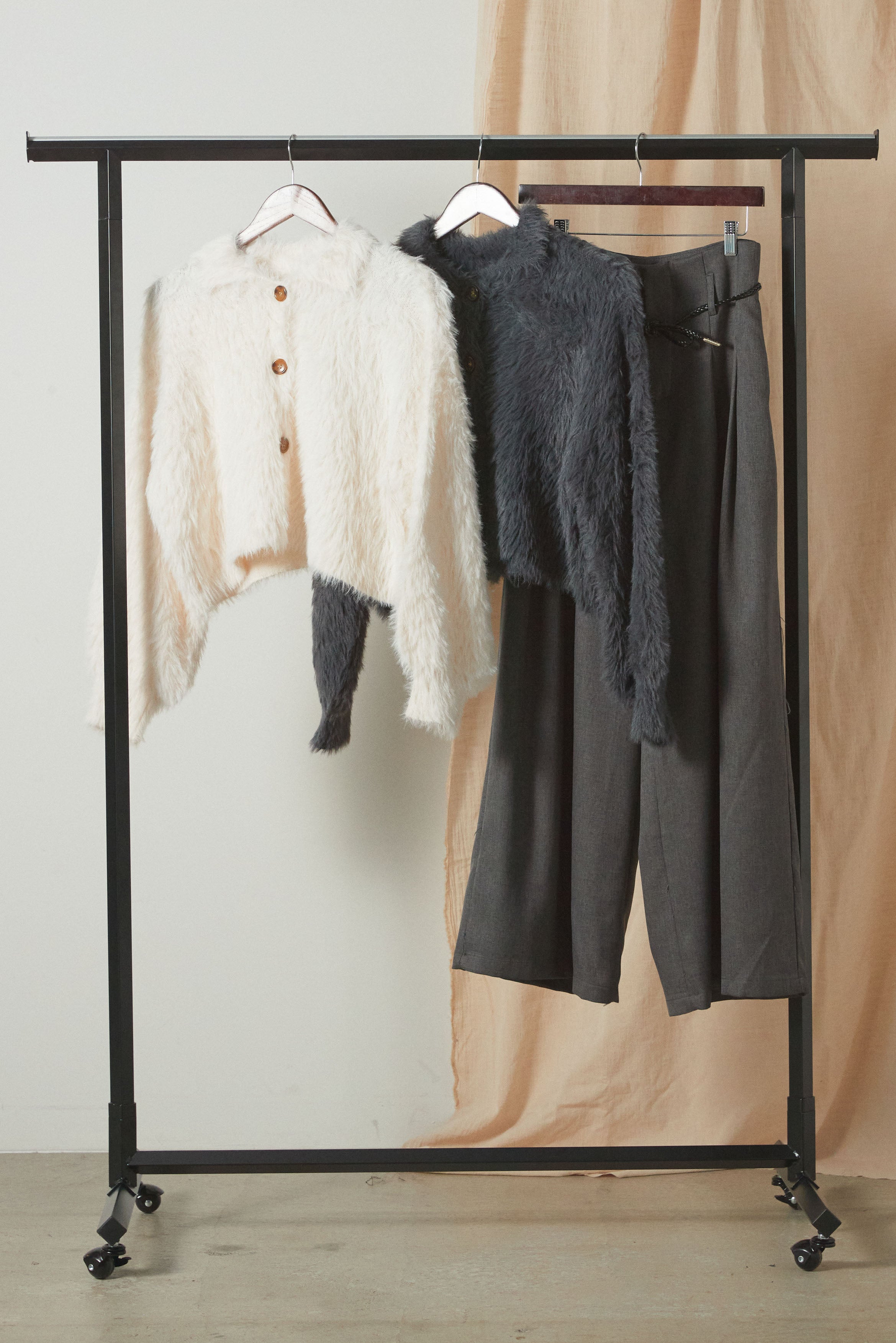 着回しセット]フェザーヤーン衿付きカーディガン+フェザーヤーン衿付き