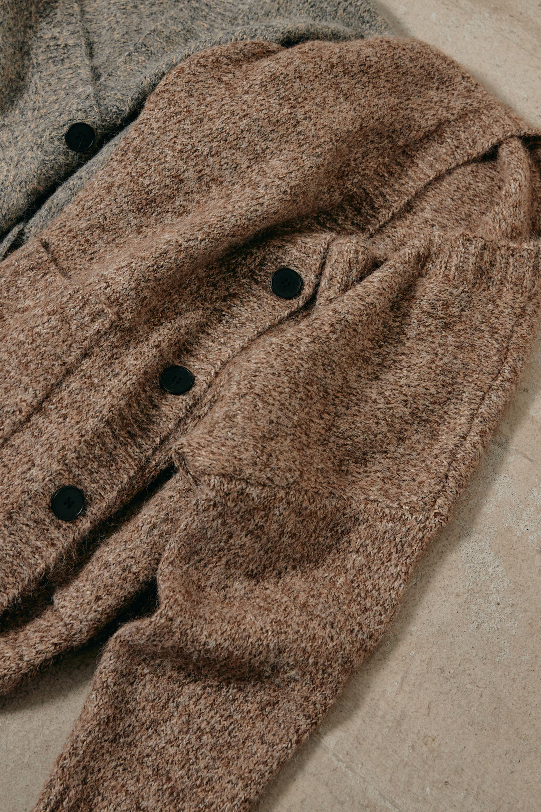 Vネックミックスニットカーディガン/パープル