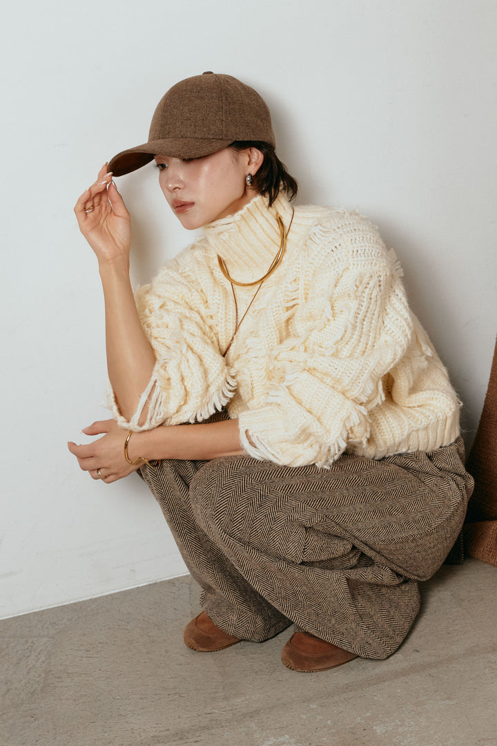 スエードライク配色ツイードキャップ/コーヒー