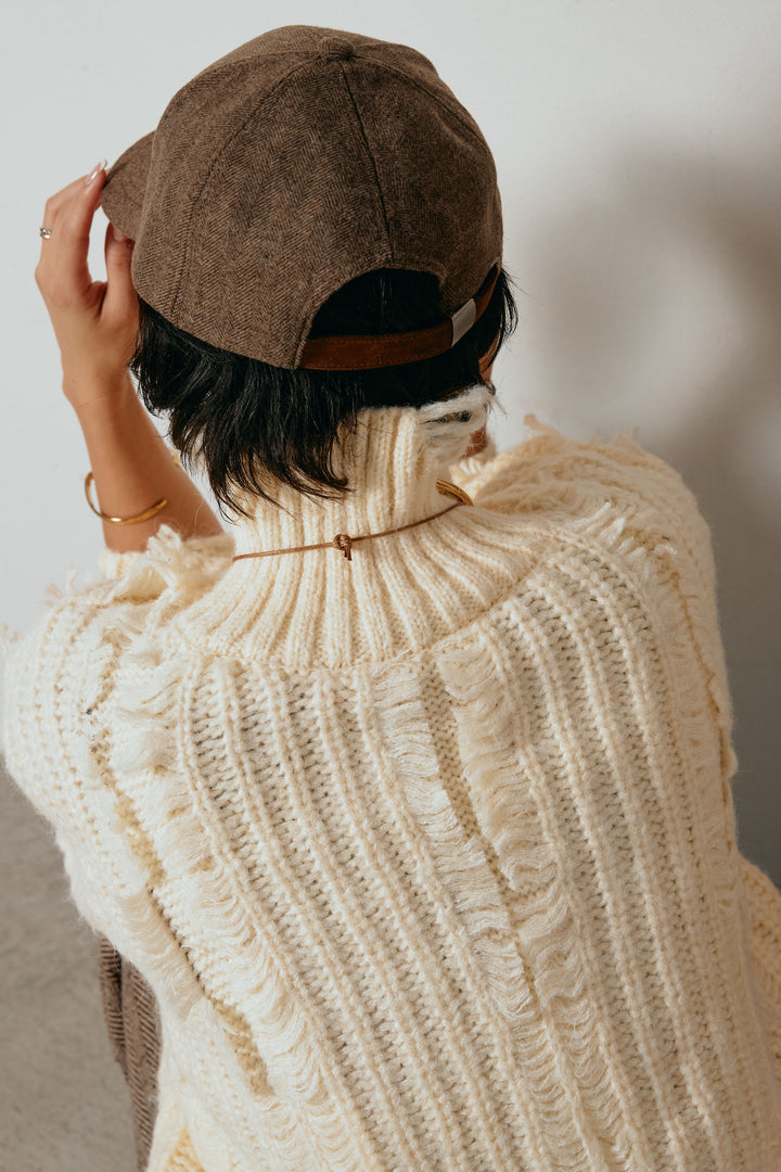 スエードライク配色ツイードキャップ/コーヒー