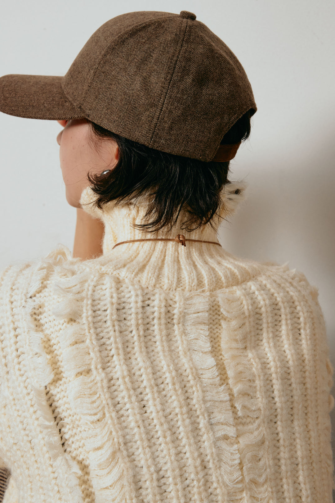 スエードライク配色ツイードキャップ/コーヒー