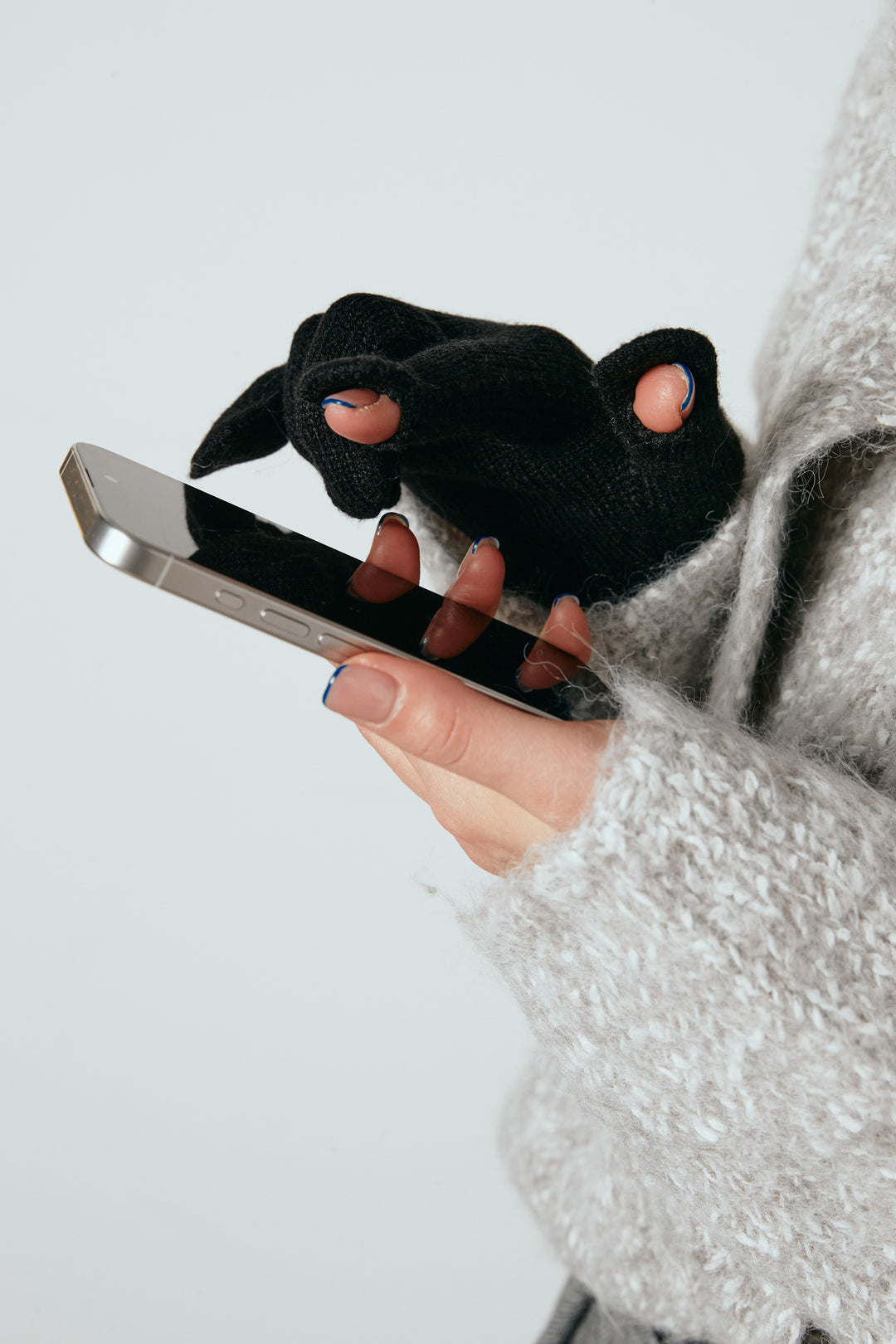 ホールタッチリブニットグローブ/ブラック