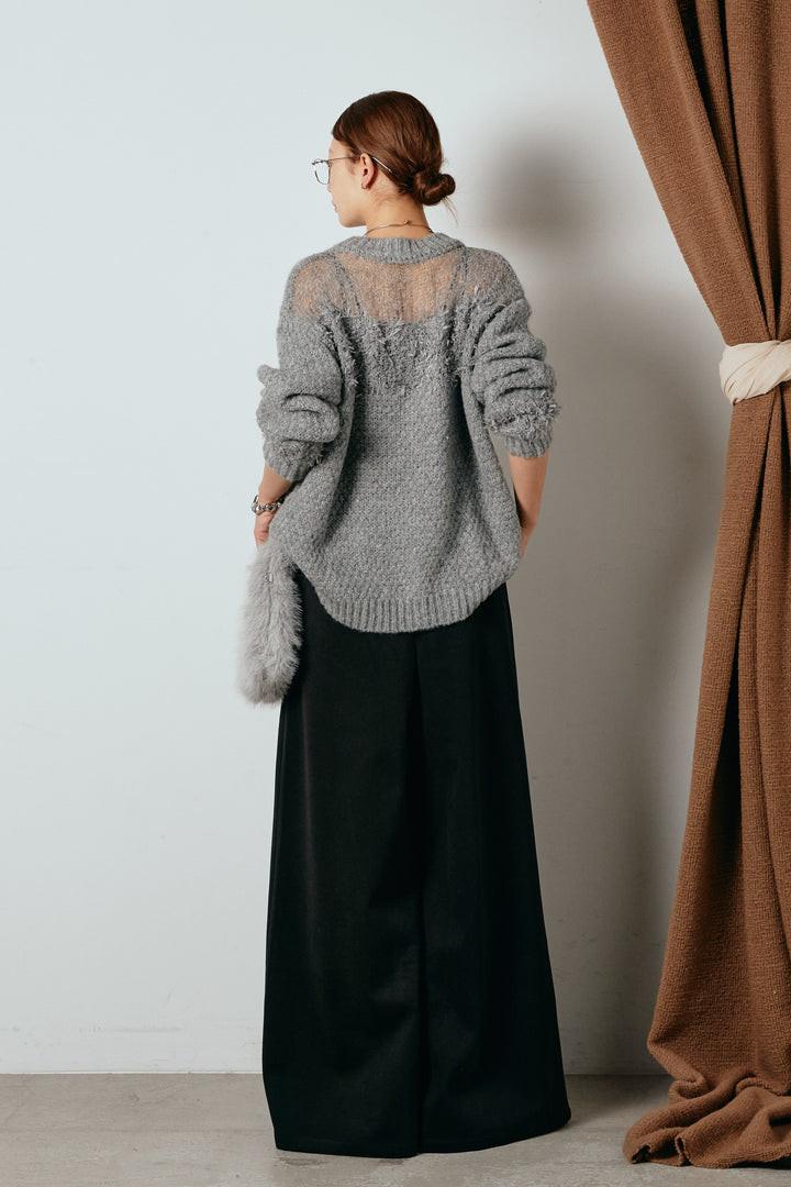 【即納】パターンランダム編みニットトップス