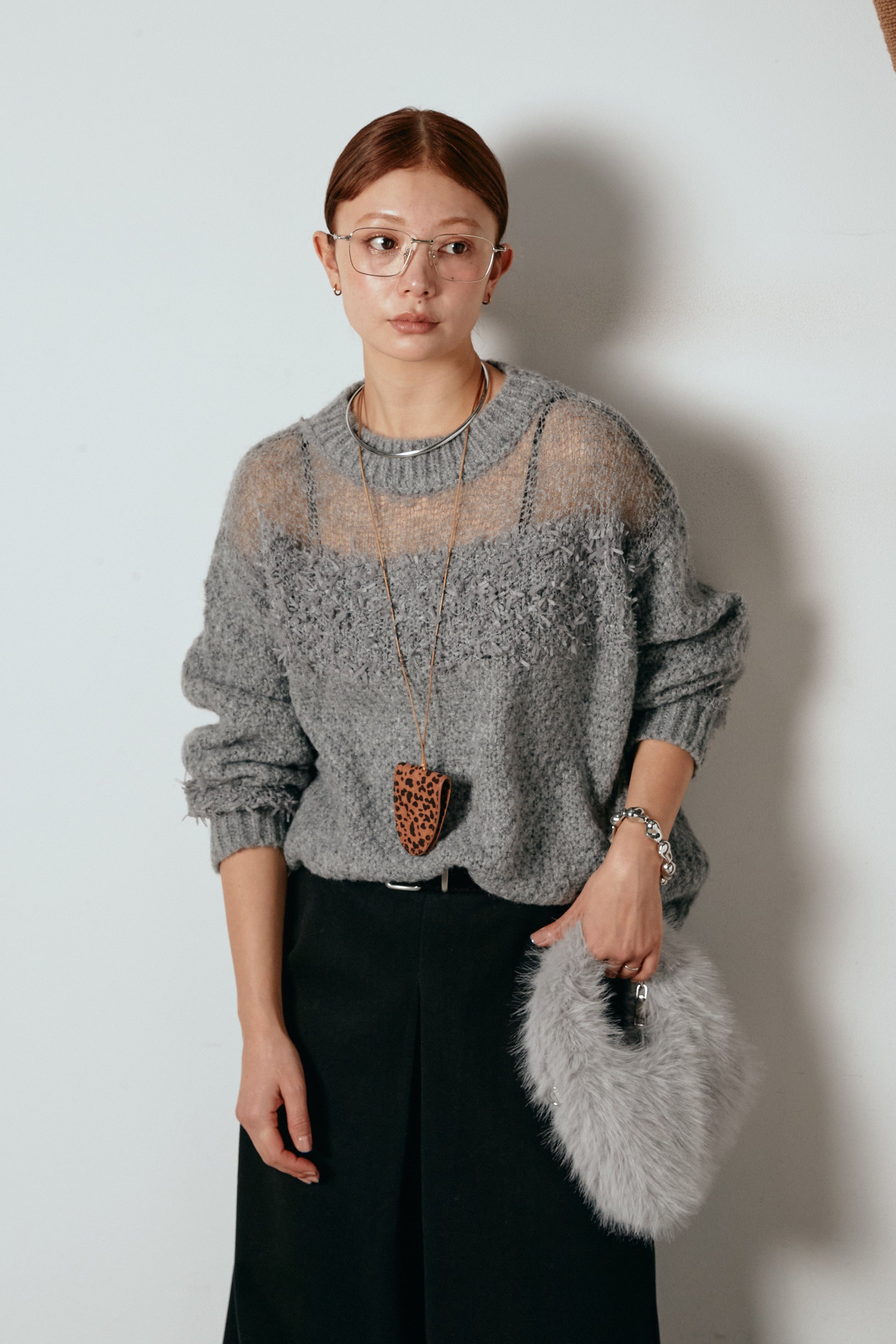 ハンドメイド　ニット　トップス( )✩‧₊ 即納】パターンランダム編みニットトップス – ESICA