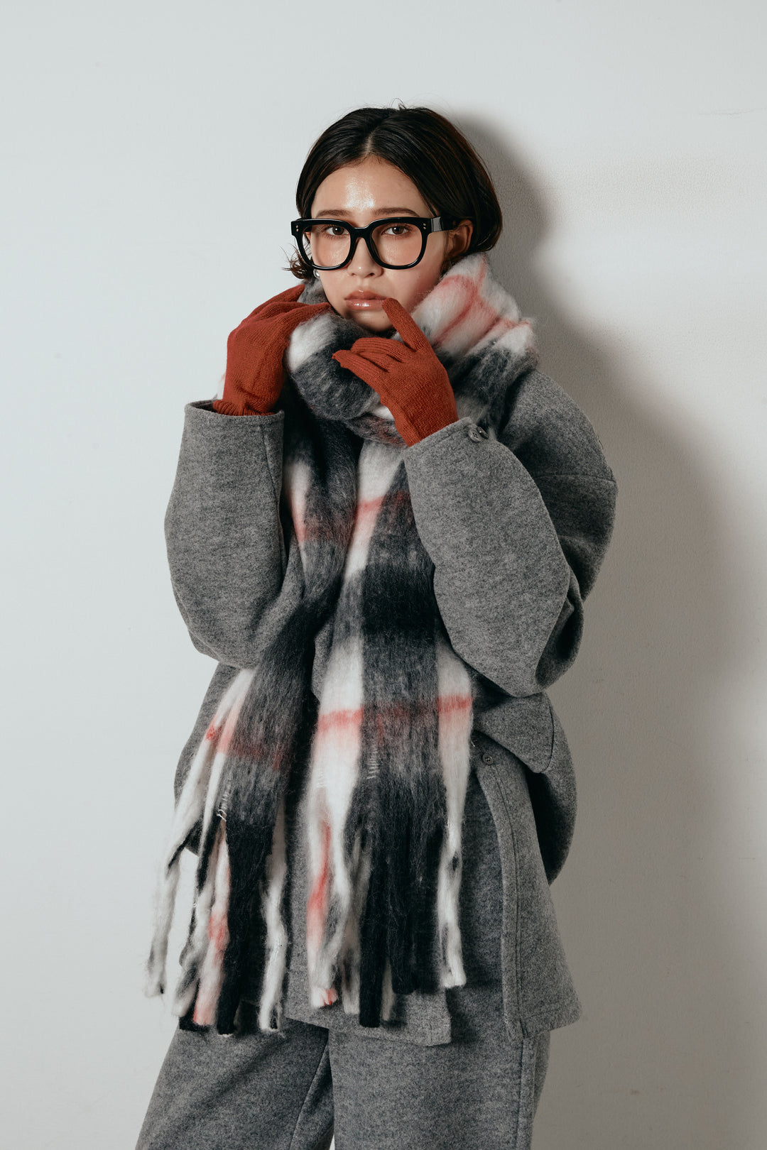 ホールタッチリブニットグローブ/レッド