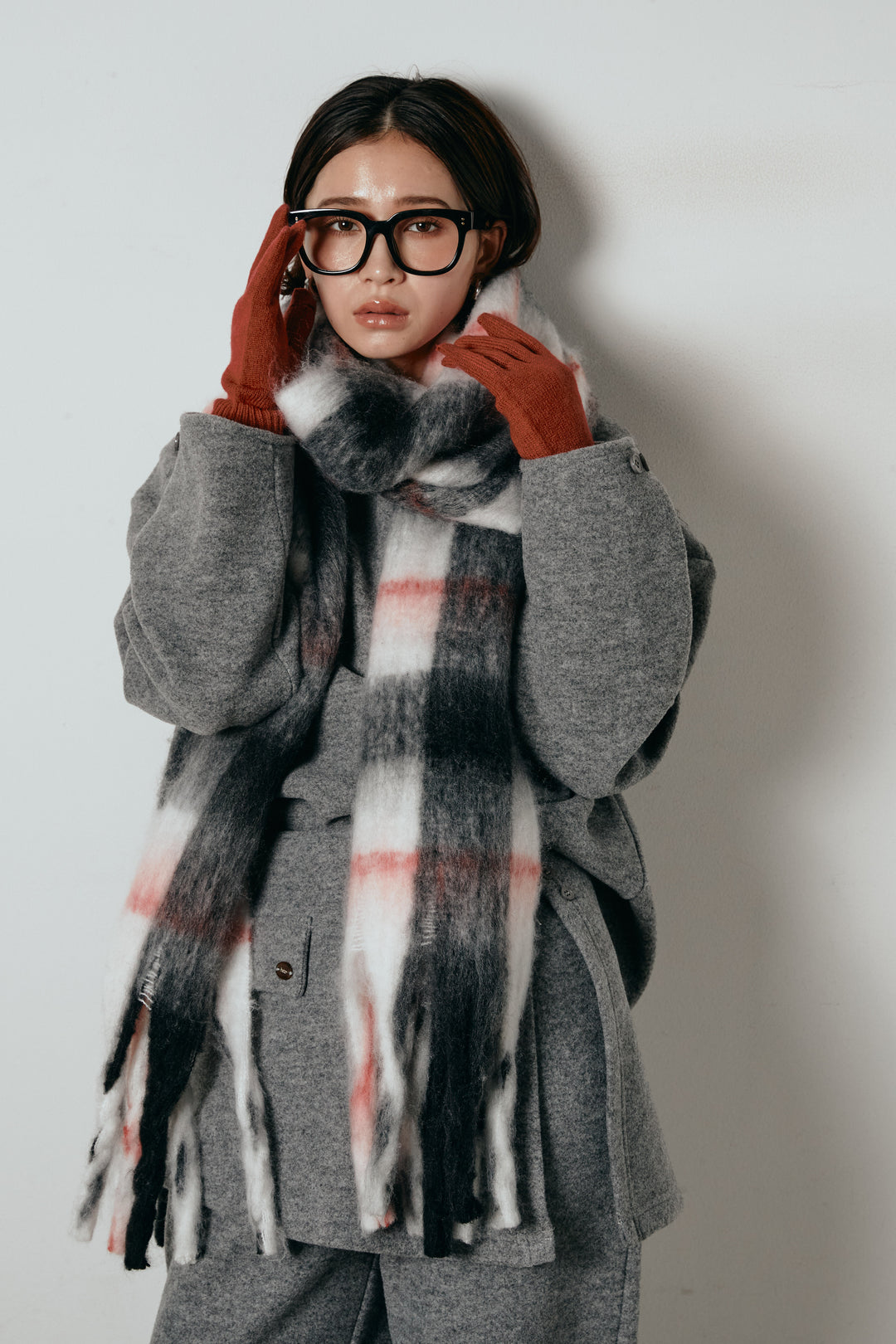 ホールタッチリブニットグローブ/レッド