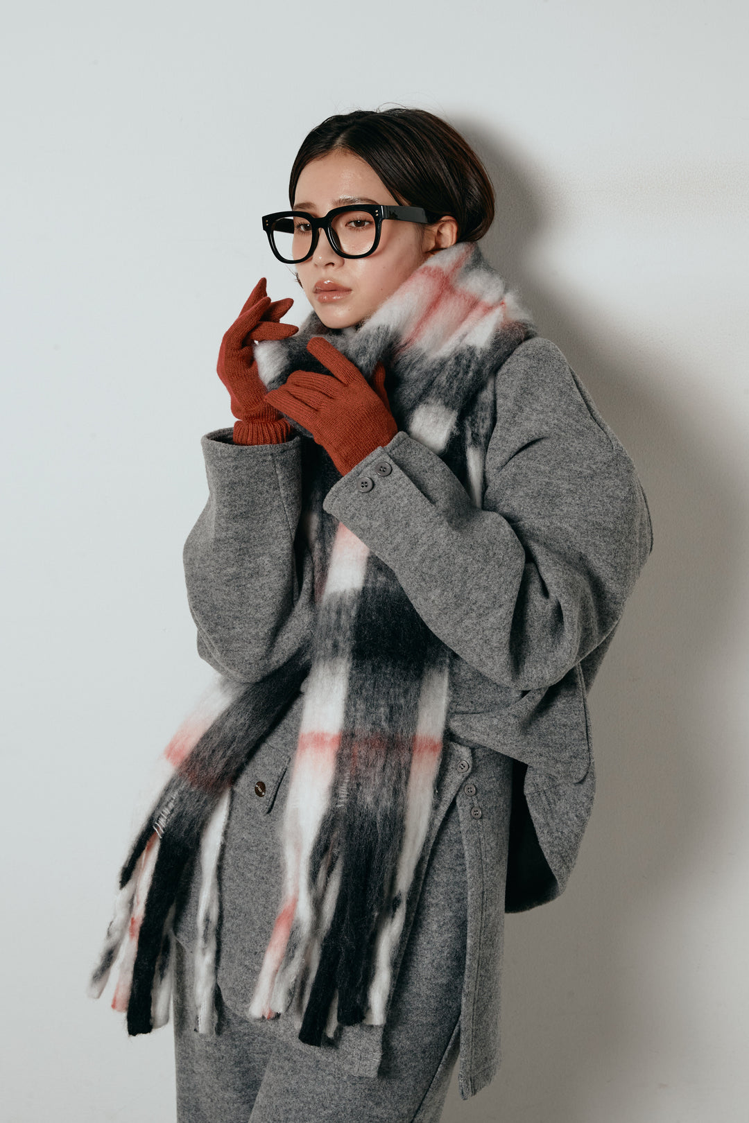 ホールタッチリブニットグローブ/レッド