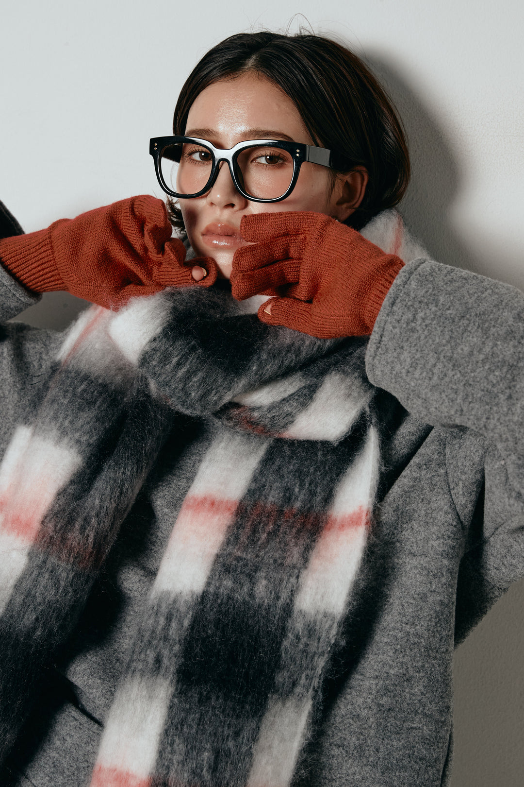 ホールタッチリブニットグローブ/レッド