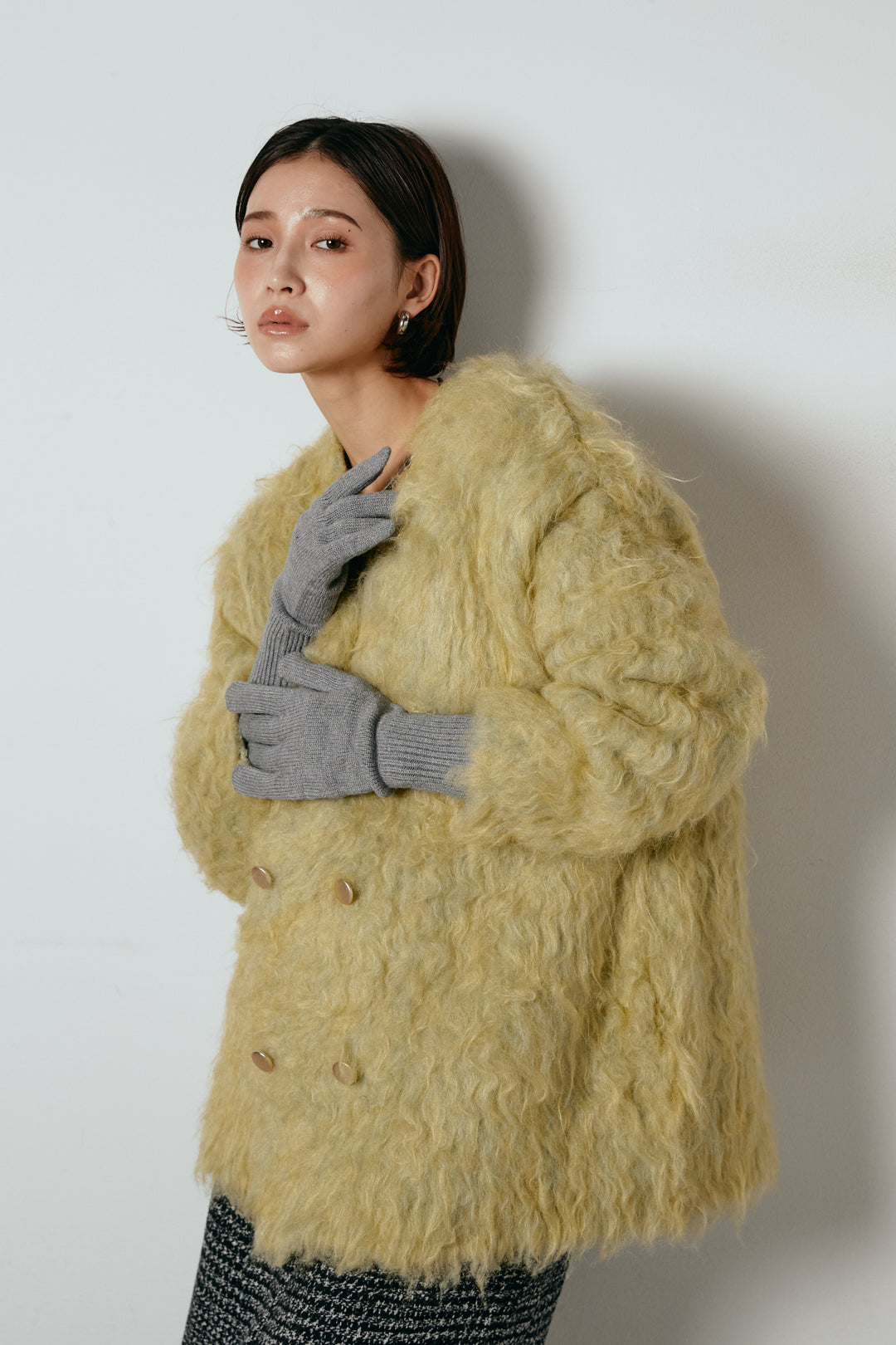 ホールタッチリブニットグローブ/グレー