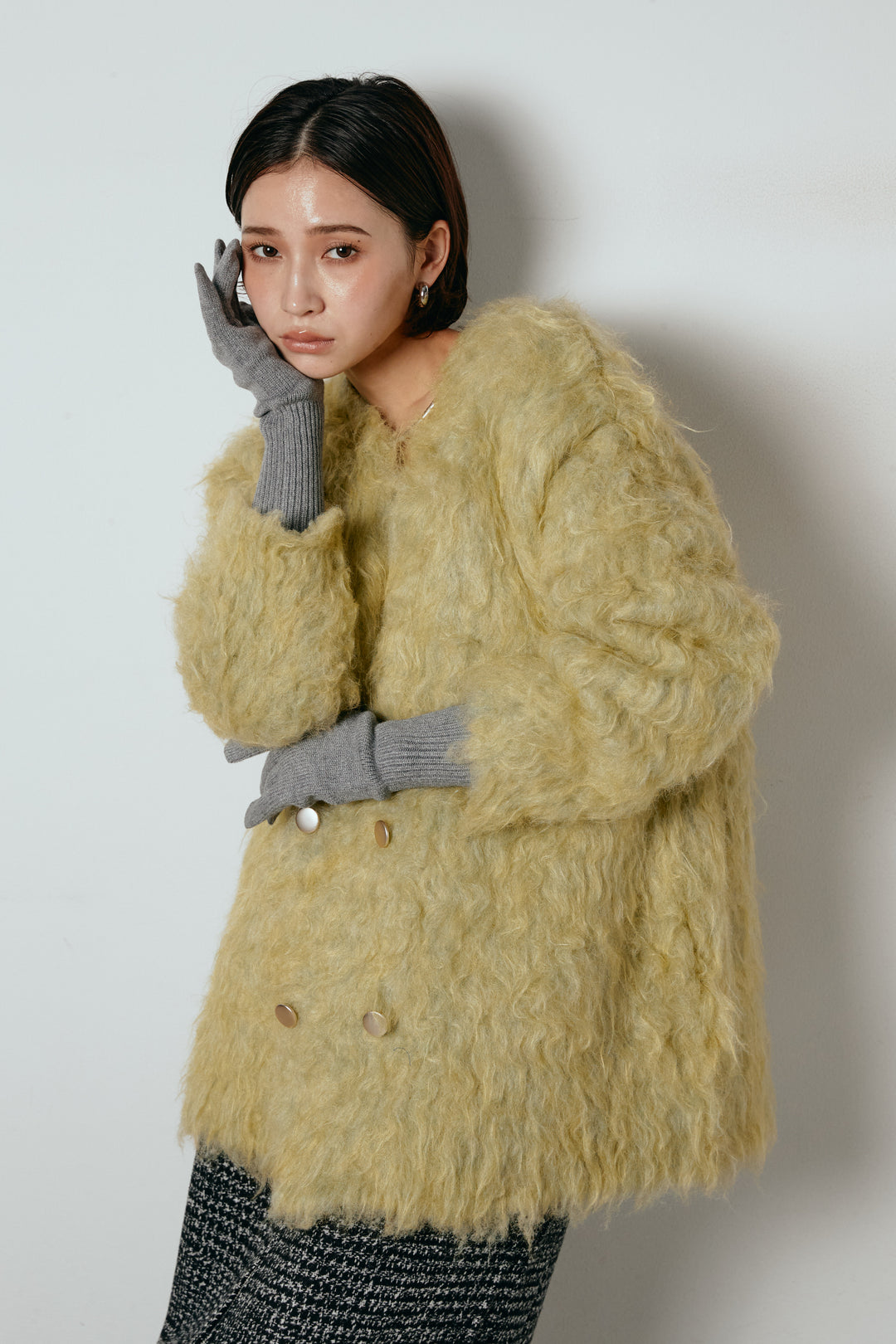 ホールタッチリブニットグローブ/グレー