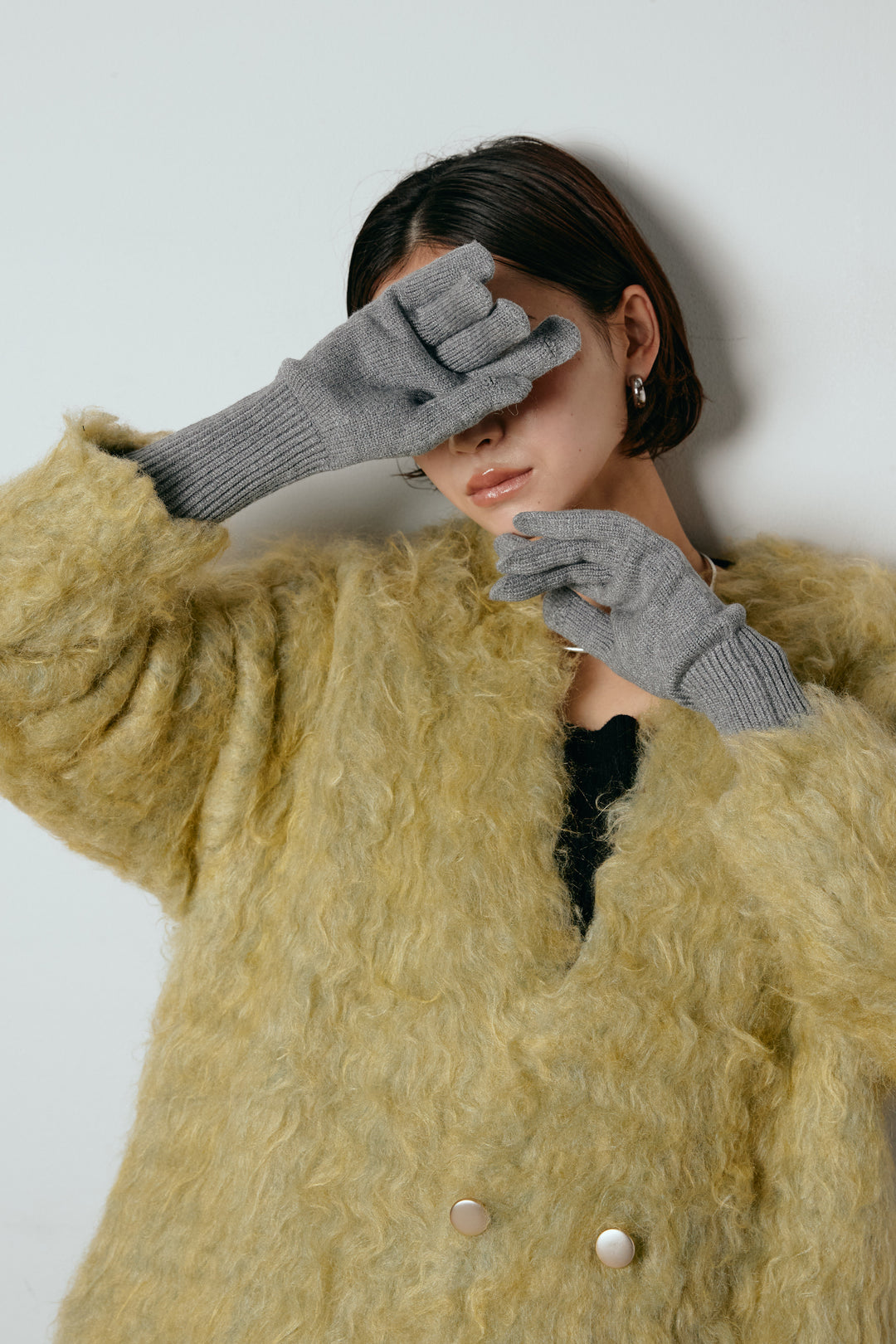 ホールタッチリブニットグローブ/グレー