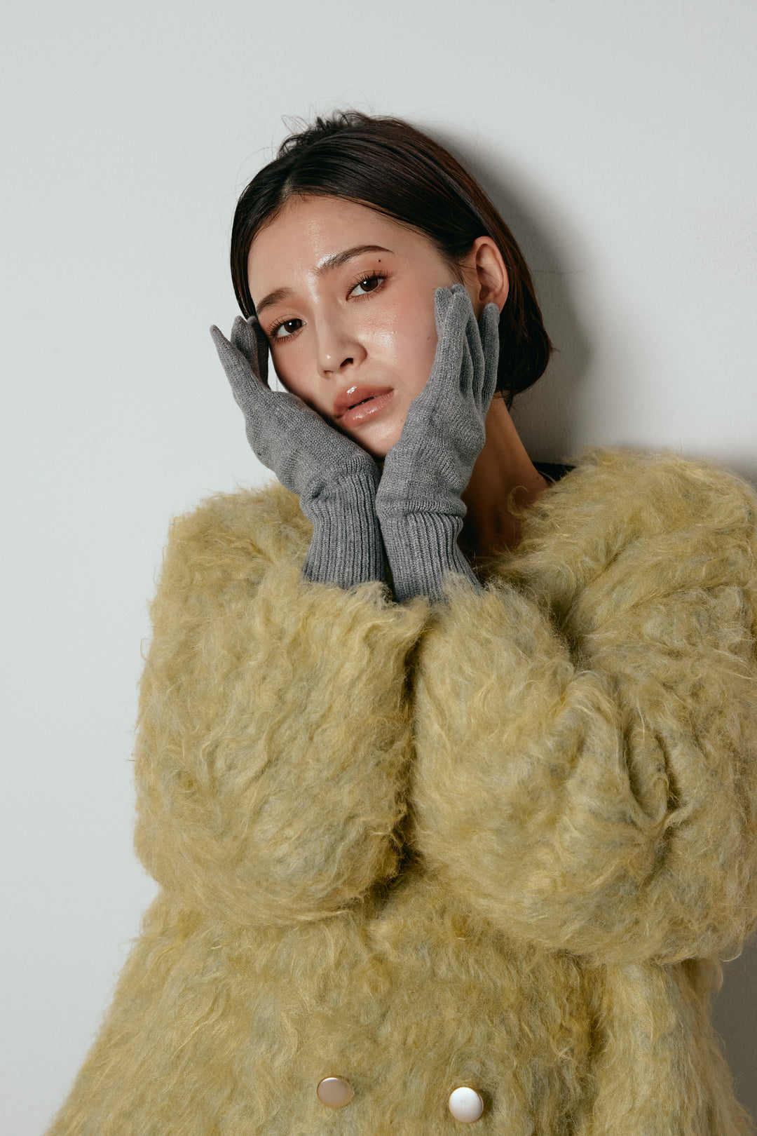 ホールタッチリブニットグローブ/グレー