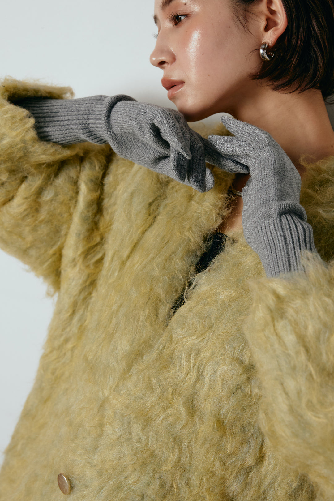 ホールタッチリブニットグローブ/グレー