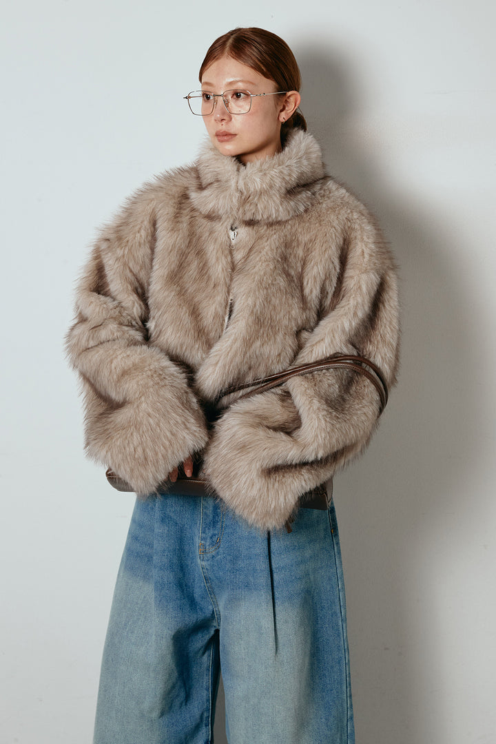 エコファーショート丈ブルゾン