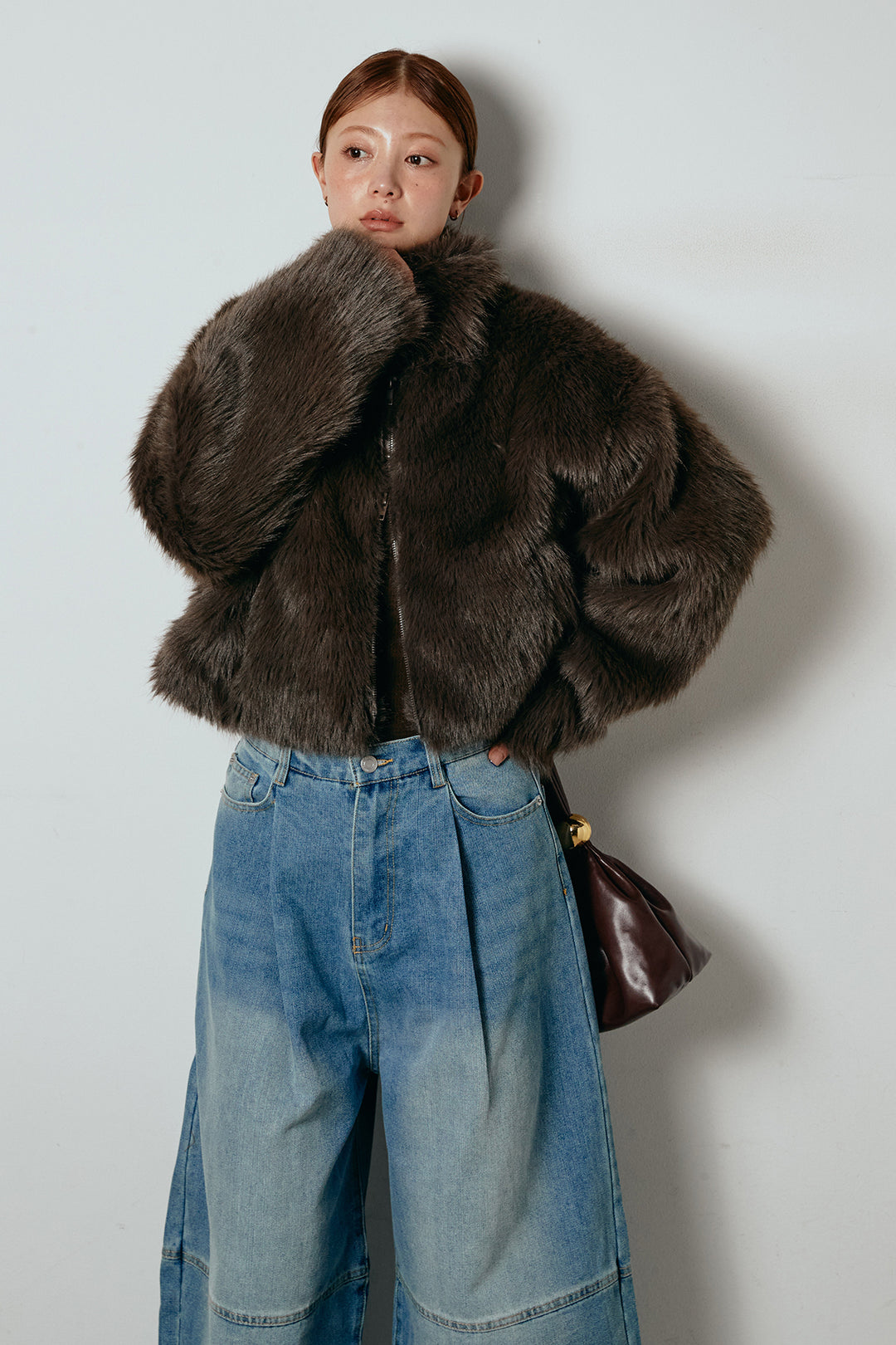 エコファーショート丈ブルゾン