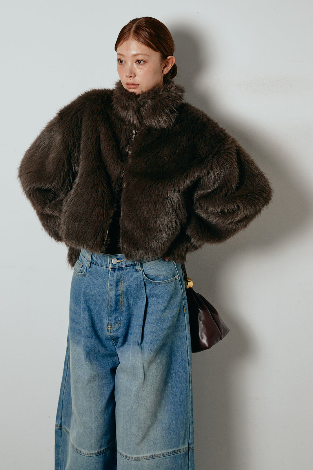 エコファーショート丈ブルゾン