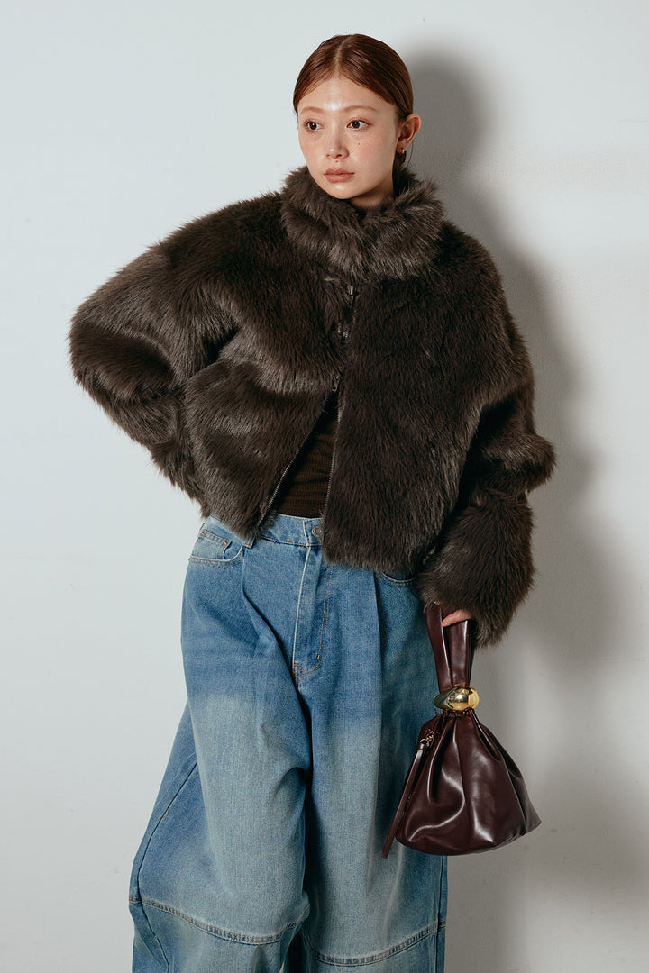 エコファーショート丈ブルゾン