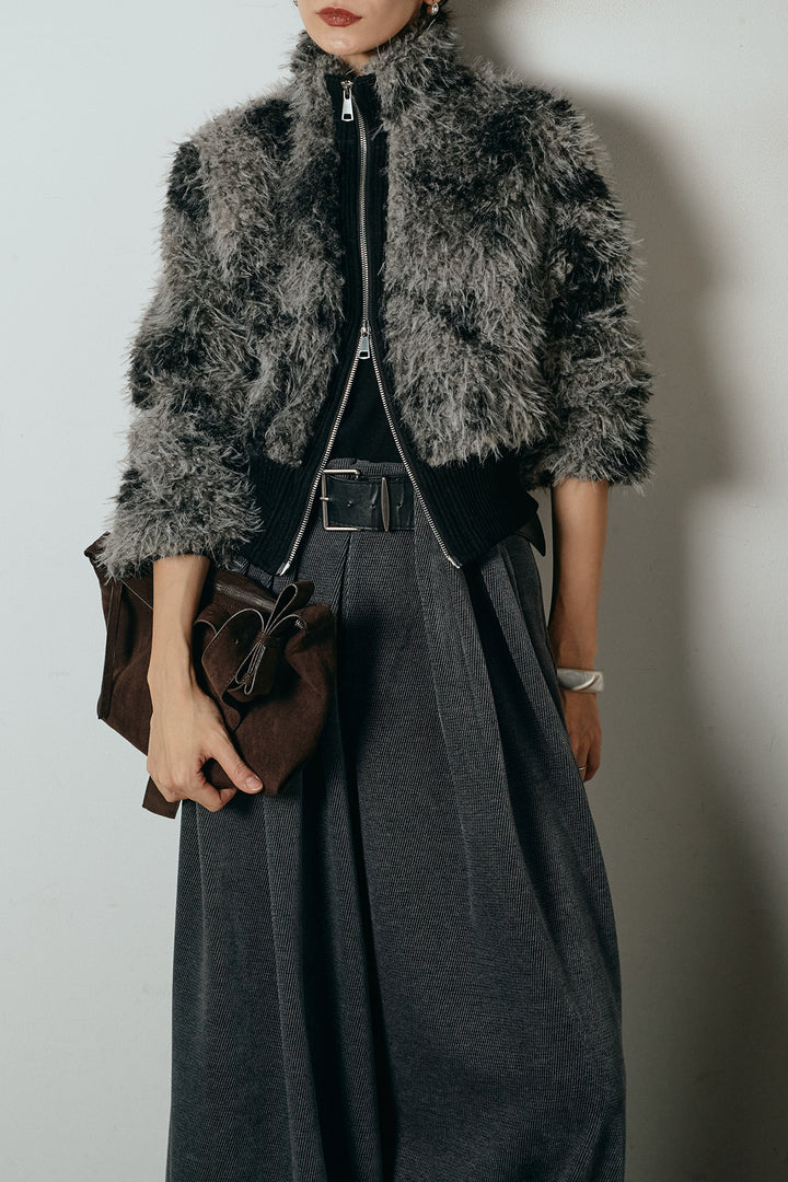 エコファースタンドカラーニュアンス柄ブルゾン