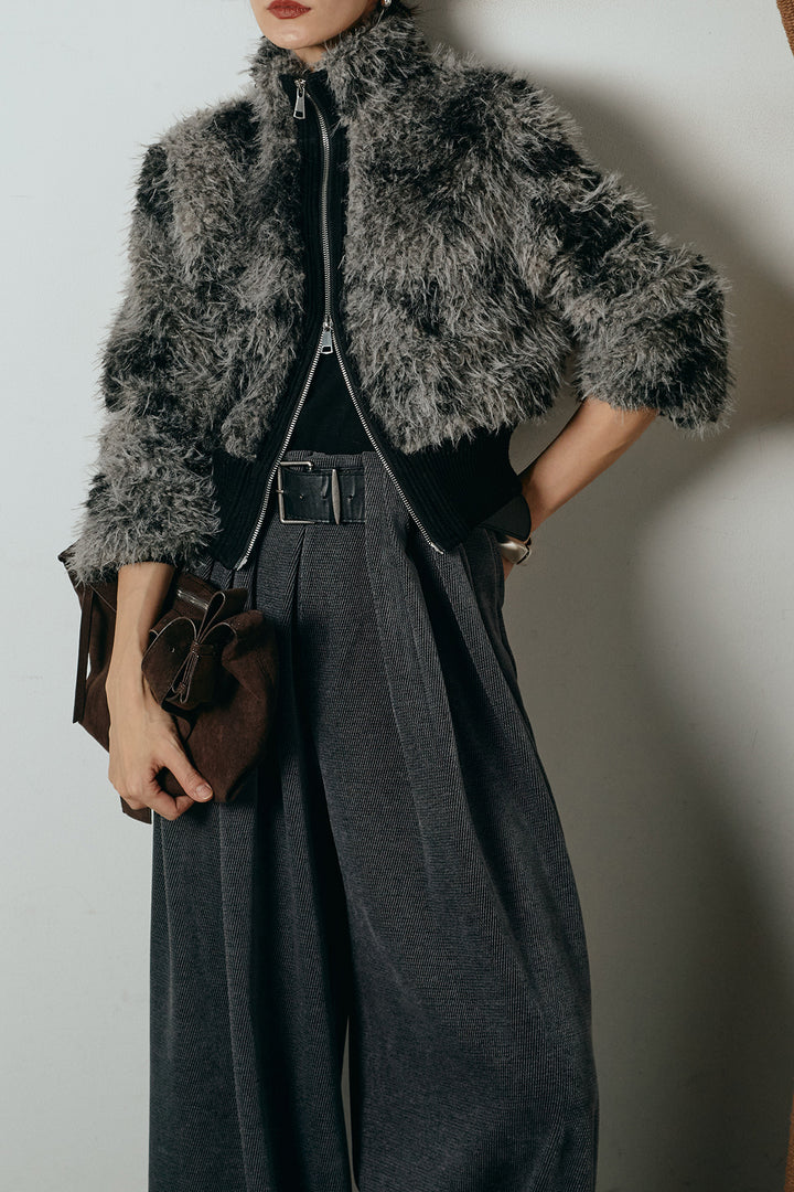 エコファースタンドカラーニュアンス柄ブルゾン