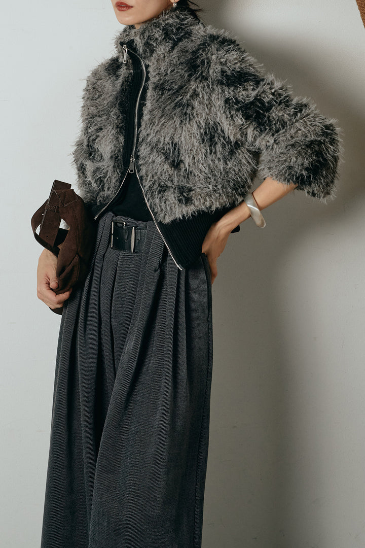 エコファースタンドカラーニュアンス柄ブルゾン