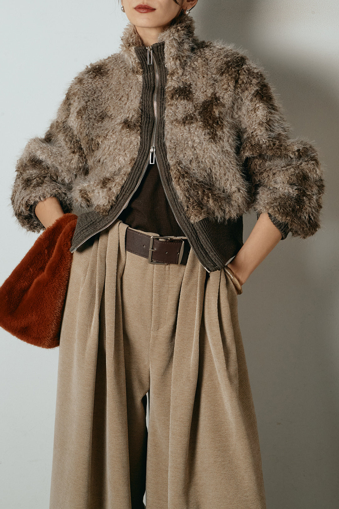 エコファースタンドカラーニュアンス柄ブルゾン