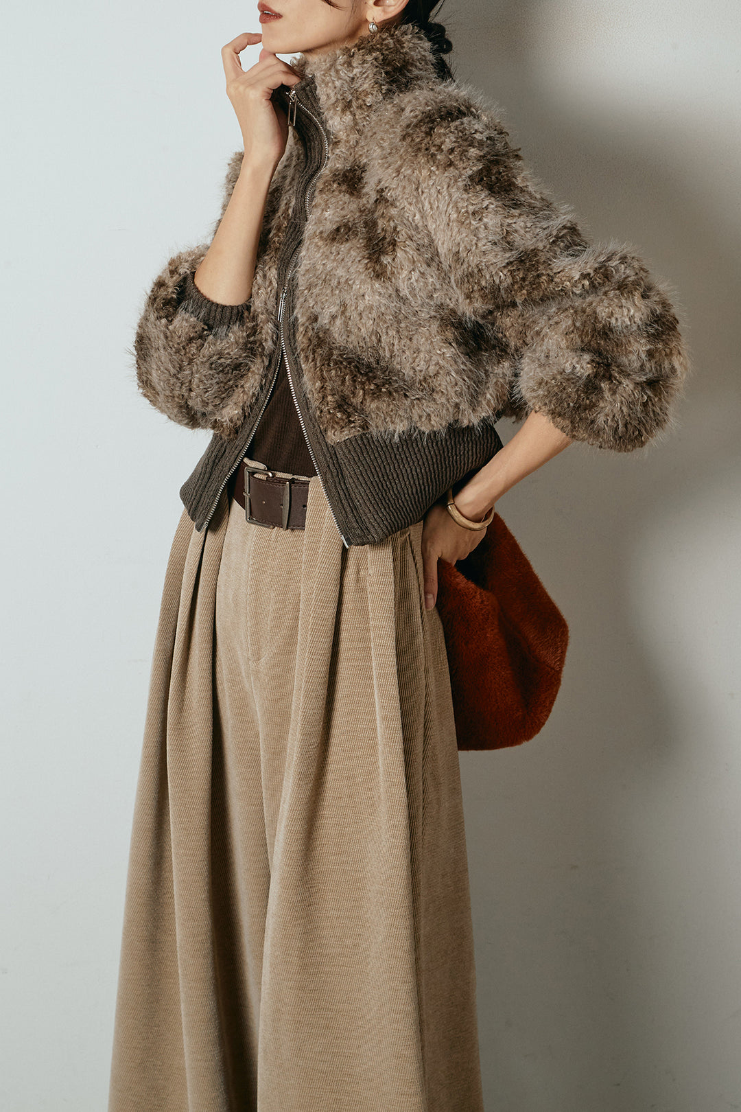 エコファースタンドカラーニュアンス柄ブルゾン