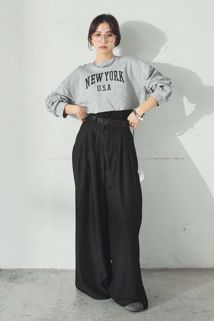 ニューヨークロゴショート丈プルオーバー/グレー