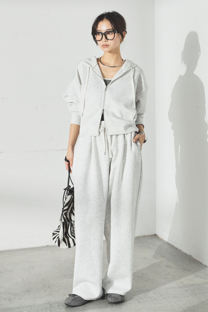 [SET]スウェットドルマンジップフードパーカー+スウェットコクーンイージーパンツ(2set)