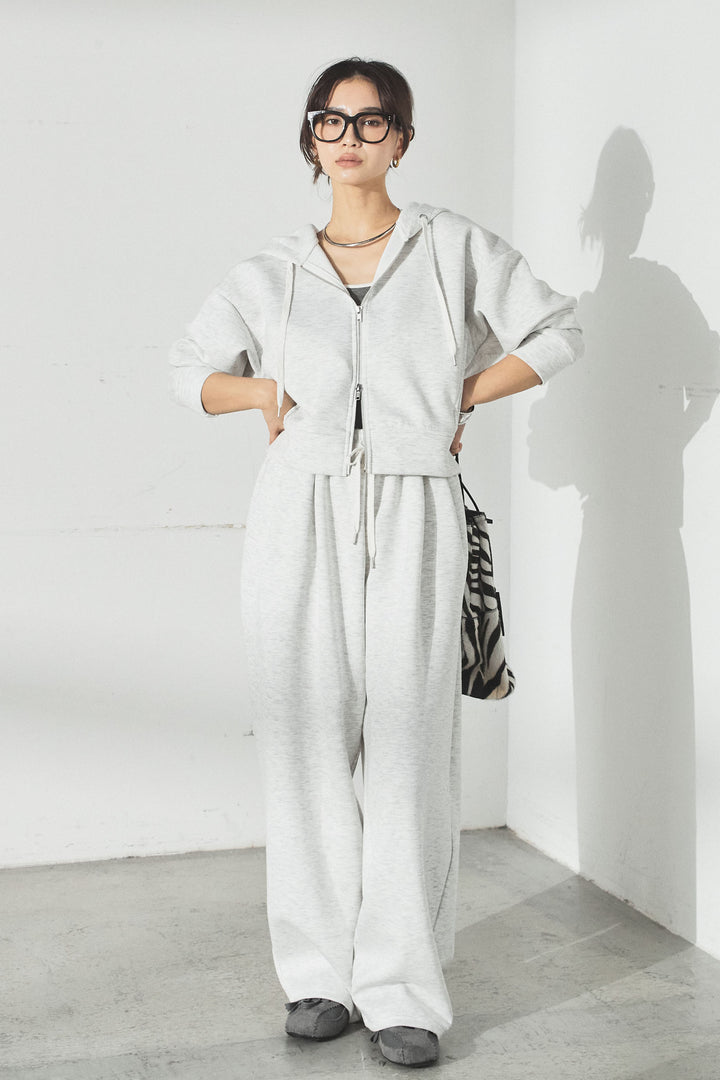[SET]スウェットドルマンジップフードパーカー+スウェットコクーンイージーパンツ(2set)