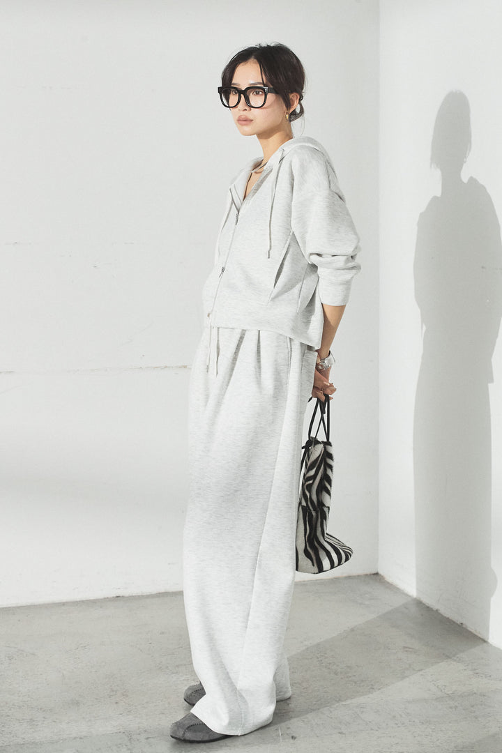 [SET]スウェットドルマンジップフードパーカー+スウェットコクーンイージーパンツ(2set)