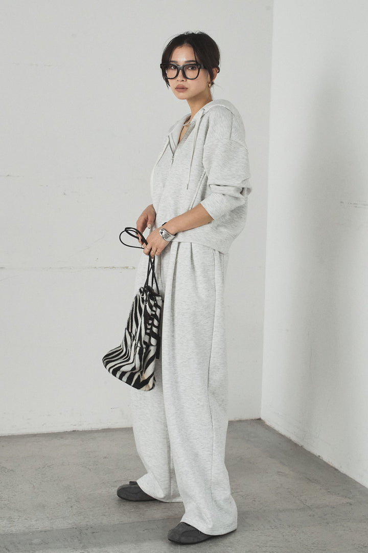[SET]スウェットドルマンジップフードパーカー+スウェットコクーンイージーパンツ(2set)