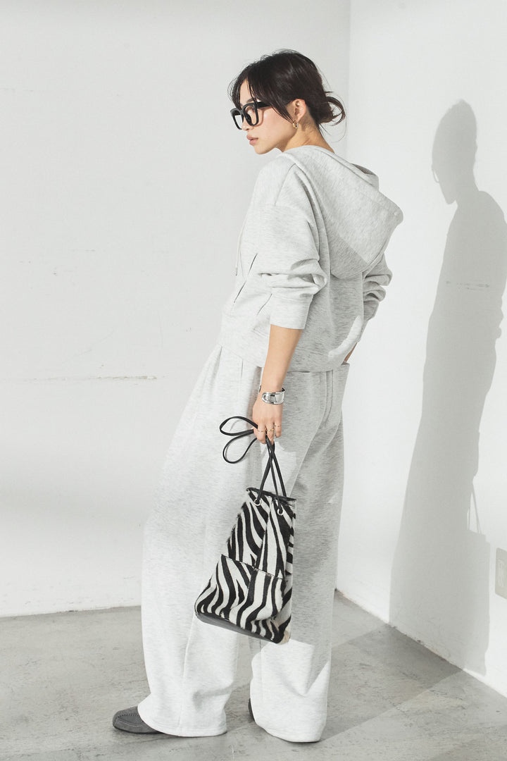 [SET]スウェットドルマンジップフードパーカー+スウェットコクーンイージーパンツ(2set)