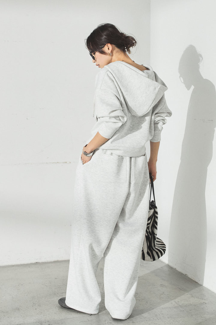 [SET]スウェットドルマンジップフードパーカー+スウェットコクーンイージーパンツ(2set)