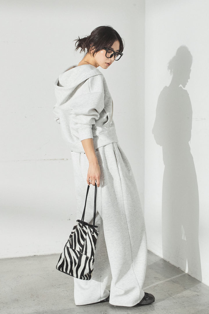 [SET]スウェットドルマンジップフードパーカー+スウェットコクーンイージーパンツ(2set)