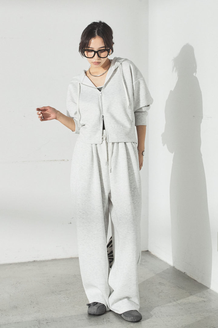 [SET]スウェットドルマンジップフードパーカー+スウェットコクーンイージーパンツ(2set)